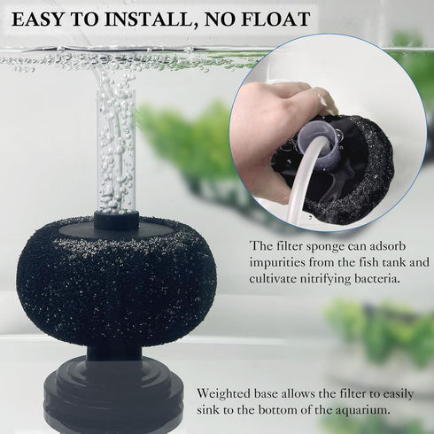 HITOP 7in Height Aquarium Bio Sponge Filter: 5-40gallon Air-Powered Fish Tank Filter, Quiet Filter for Aquarium/Betta Tank/Shrimp Tank/Fry Tank...