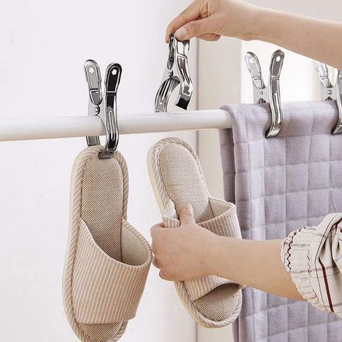 Outdoor Heavy Duty clothespins 10 Pack Large Stainless Steel Quilt Clips,Beach Towel Clips,Curtain Clamps,Rubber Tipped Metal Clothes...