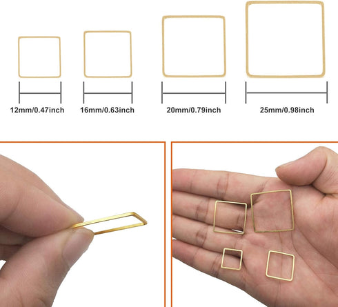 70pcs Earrings Beading Hoop Earring Finding Square Hollow Pendant for Jewelry Making DIY Crafts Art Creation Women Gift (Square)...