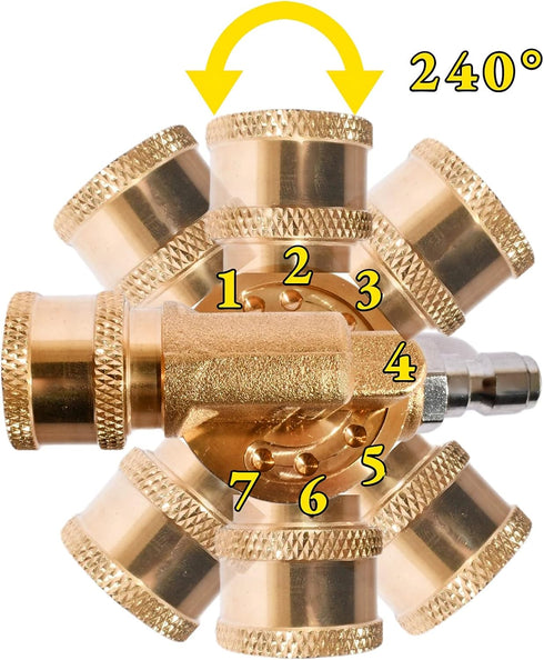 8 Pack 7 Angles Pressure Washer Pivoting Coupler Attachment Accessories Kit 1/4”Quick Connect 240 Degree Rotation,7 Power Washer Spray Nozzle Tips...