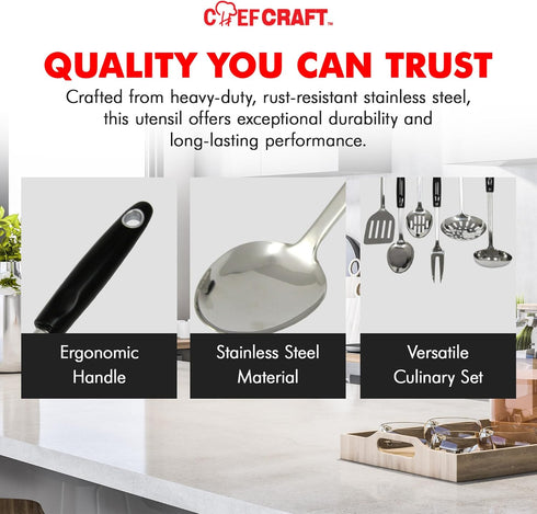 Chef Craft Select Heavy Duty Basting Spoon, 12 inch, Stainless Steel...