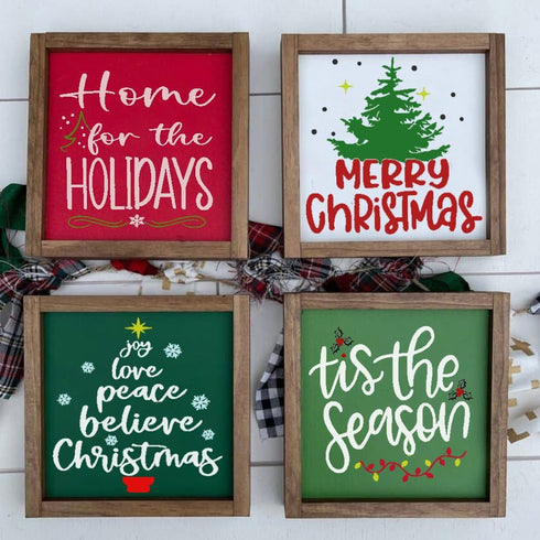 Set of 9 Christmas Stencils for Painting on Wood – Art Stencils for Drawing, Signs, Wall Art, Canvas, Fabric - Stencils for Crafts Reusable - incl...