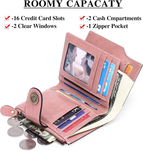 FALAN MULE Small Wallet for Women Genuine Leather Bifold Compact Small Womens Wallet with RFID Blocking...