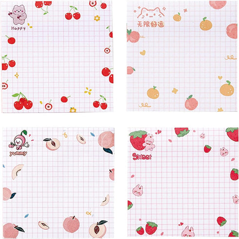 4 Pack Sticky Notes Cute Sticky Memo Pads 3x3inch Kawaii Fruit Sticky Note Pad Self-Stick Notepad Stickies 80 Sheet/Pad (A-Fruit)...