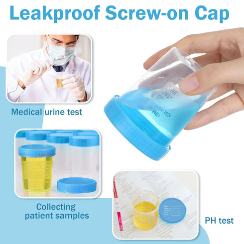 25 Pcs Disposable Specimen Cup Urine Cups 4oz Specimen Container with Leak Proof Screw on Single Use Stool Sample Collection Kit for Safe Urine Pe...