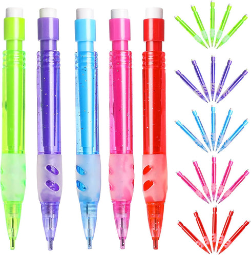 Assorted Mini Mechanical Pencils 0.7 mm Automatic Mechanical Pencils with Mini Erasers Mini Pencil Stationery Supplies for Home, Office, School Su...