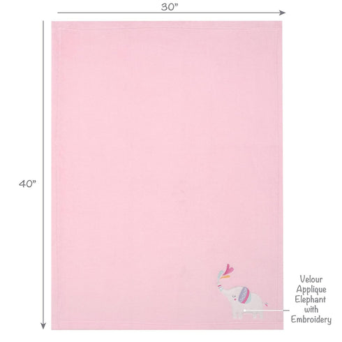 Bedtime Originals Elephant Dreams Appliqued Soft Fleece Baby Blanket - Pink...