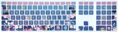 Silicone Keyboard Cover Skin for Apple iMac Keyboard with Numeric Keypad Wired USB MB110LL/B(Model: A1243), Cute Print, US Layout, Red Flower...
