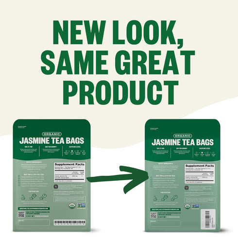 FGO Organic Jasmine Green Tea, 100 Count, Eco-Conscious Tea Bags, Resealable Bag, Packaging May Vary (Pack of 1)...