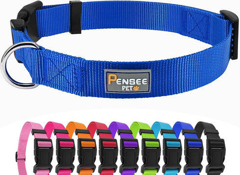 Blue Dog Collar Basic Adjustable Dog Collars for Puppy Small Medium Large Dogs Girls with Breathable Quick Release Nylon Pet Collar...