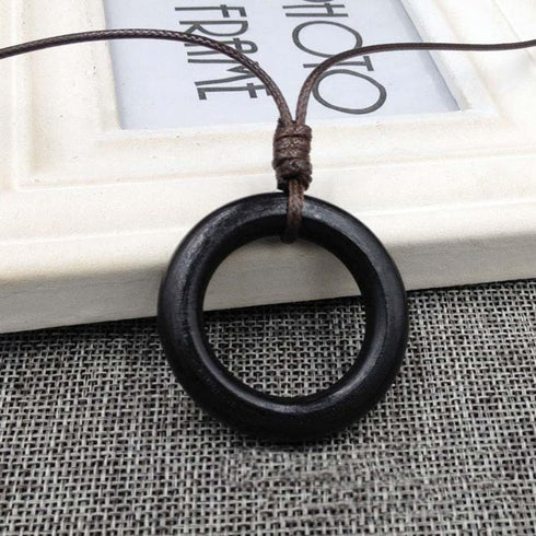 Long Wooden Pendant Necklaces for Women Black Boho Handmade Necklace for Sweater...