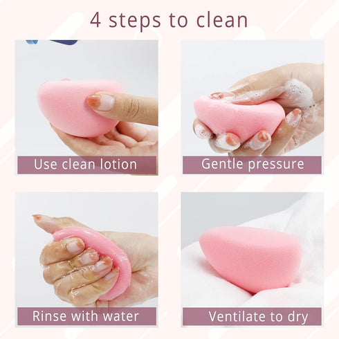 BEAKEY Flat Duo Makeup Sponge of 6, Super Soft 0 Latex Blending Sponge for Flawless Application - Liquid, Cream, Powder, Patented Design,Pink...