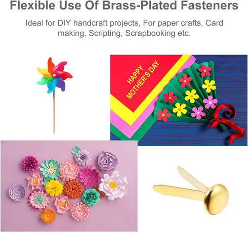 300 Pieces 3/4 Inch Paper Fasteners Small Round Metal Brads with Hole Punch for Scrapbooking Crafts Making DIY (Gold)...
