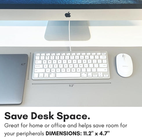 Macally Small Wired Keyboard for Mac and Windows - 78 Scissor Switch Keys Compatible Apple Keyboard - USB Mini Keyboard That Saves Space and Looks...
