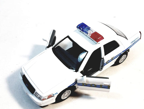 Kinsmart Ford Crown Victoria White & Blue Training Police Dept Squad Car 142 O Scale Diecast Interceptor, Small...