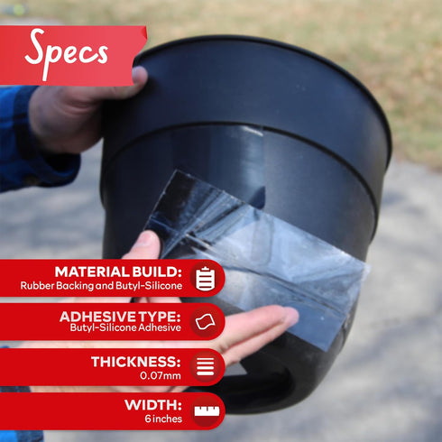 XFasten Waterproof Patch Seal Repair and Leak Shield Tape, 6-Inch x 5-Foot (Black, 6-Inch x 5-Foot)...