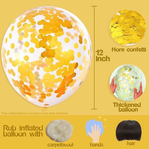 Gold Confetti Balloons, 25 Pcs Thickened 12 Inch Clear Latex Balloon with Confetti Inside for Graduation Decorations Engagement Bridal Shower Part...