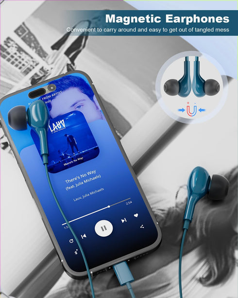 USB C Headphones Wired Earbuds Magnetic in-Ear Type C Earphone Noise Canceling for Samsung Galaxy S24 Ultra S23 S22 S2 iPhone 15 Pro Max iPad Pro ...