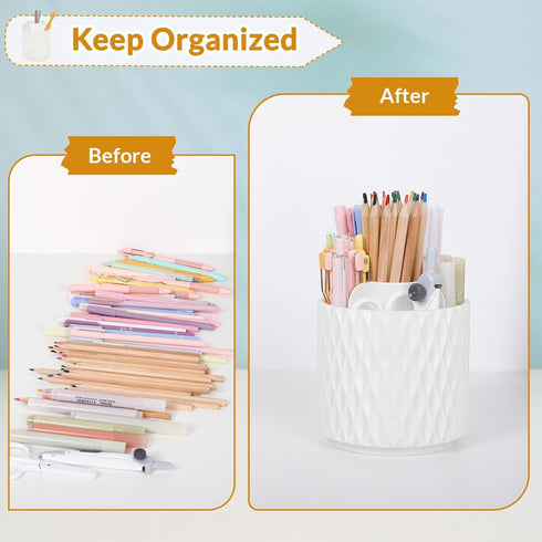 SKYDUE Small Pen Holder for Desk, Rotating Pen Holder for Desk Accessories, Pencil Holder for Office Supplies Desk Organizer, Art Supply Pencil Cu...