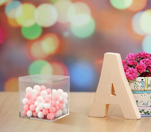 dedoot Clear Acrylic Boxes with Lid, 4 Pack 3.3x3.3x3.3 Inch Clear Acrylic Plastic Square Cube Small Acrylic Storage Containers for Favors, Sweets...