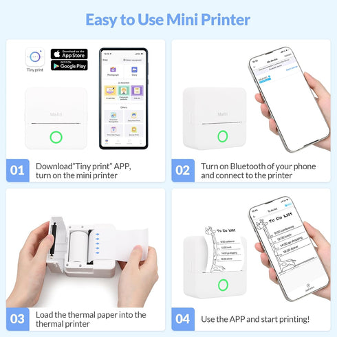 mafiti Portable Thermal Pocket Printer Inkless Bluetooth Receipt Mini Printer Wireless Sticker Lable Printer Study Notes Pictures Photos Print for...