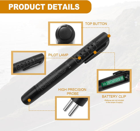 5 LED Indicators Brake Fluid Liquid Tester Pen Auto Tester Tool for DOT 3 DOT 4 DOT 5.1 Vehicle Diagnostic Testing Tool...