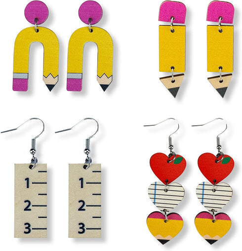Pencil Earrings Teacher Earrings for Women Beaded Pencil Drop Dangle Earrings Back To School Jewelry Gifts for Teachers Appreciation Day...