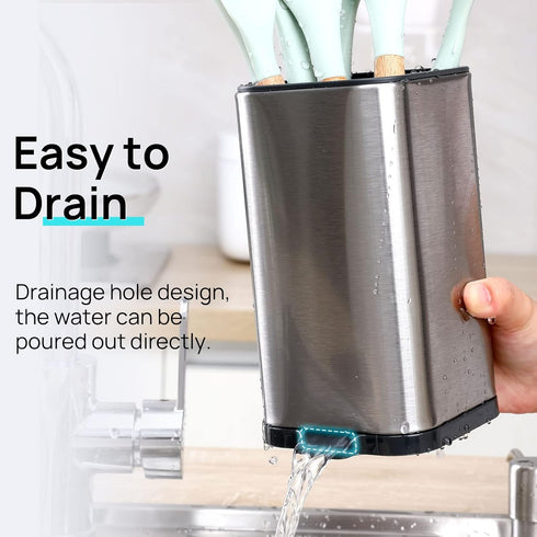 Kitchen Utensil Holder For Countertop Organizer Stainless Steel Kitchen Storage Utensil Silverware Organizer Caddy Small Capacity Flatware Spoon S...