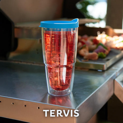 Tervis Made in USA Double Walled Fiesta Insulated Tumbler Cup Keeps Drinks Cold & Hot, 24oz - 2pk, Lapis Stripes...