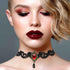 Gothic Black Choker Lace Necklace Royal Court Vampire Choker Necklace with Red Rhinestone and Black Teardrop Pendant Halloween Costume Jewelry for...