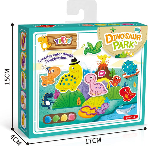 Dinosaur Dough Sets Kitchen Creations Toy Cooking Cokies Cutter,8 Play Do Pack of Compound Colors with 6 Dino Cutter Shapes,1 Roller Tools and Kni...