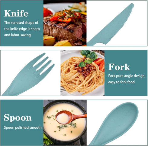 4 Set Reusable Utensils Set with Case, Travel Utensils with Case, Reusable Plastic Spoons and Forks Sets for Lunch Box Accessories, Portable Cutle...