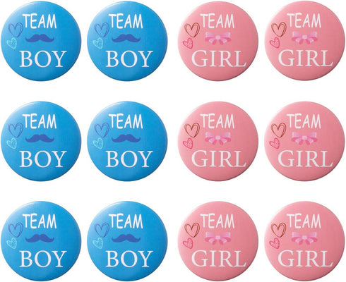 Favide 40 Pieces Gender Reveal Button Team Boy Girl Button Pins for Baby Shower Party Supplies, 2 Inches...