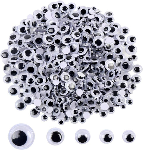 DECORA 500 Pieces 6mm -12mm Black Wiggle Googly Eyes with Self-Adhesive Backs for DIY Crafts Doll Making Sewing Supplies...
