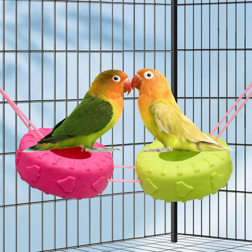 Bird Swing Toys, Colorful Tires Parrot Hammock, Bird Cage Accessories, Suitable for Parakeets Budgie Conure Cockatiel...