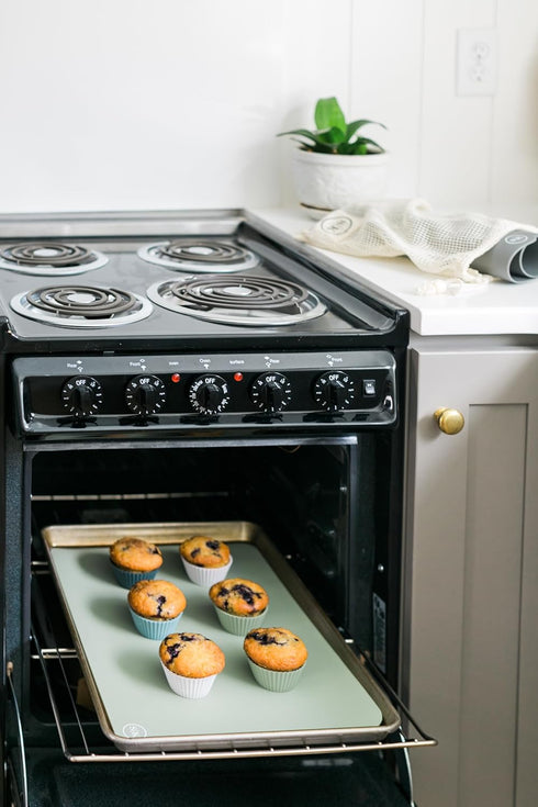The Silicone Kitchen Silicone Oven Baking Mats, Dishwasher Safe, BPA Free, Extra Thick, Quarter Sheet 8 in by 11.75 in, Green and Gray...