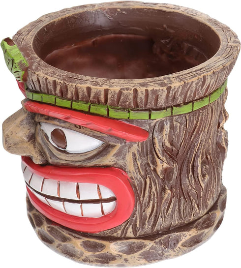 Novelty Tiki Head Indoor Little Planter Pot, Funny Succulent Plant Pot,Cute Easter Island Home Decor Flower Pot,Unique Face Resin Flowerpot with H...
