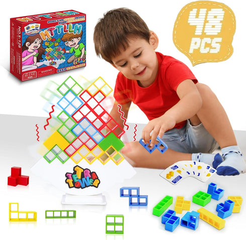 48PCS Tetra Tower Games - Exciting Stacking Board Game for Team Building, Family Parties, and Travel...