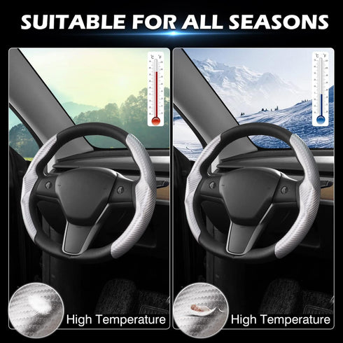Cartist Carbon Fiber Steering Wheel Cover Custom Fit for Tesla Model 3 2017-2023 2024 and Model Y 2020-2023 2024 Anti Skid Leather Car Segmented S...
