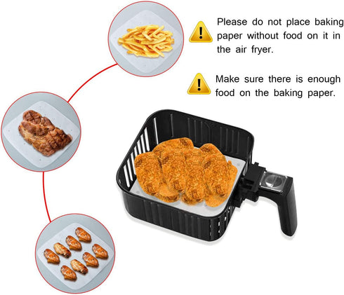 Air Fryer Parchment Paper Liners?10"×10"? Square 100Pcs Compatible with XXXL Air Fryer,Perfect for 6.8QT/7.6QT/8.5QT/9.5QT Or Bigger Air Fryers (W...