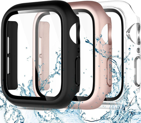 Charlam Compatible with Apple Watch Case 42mm Series 3 2 1 with Screen Protector, Full Protective Waterproof Bumper Cases Touch Sensitive Clear Fi...