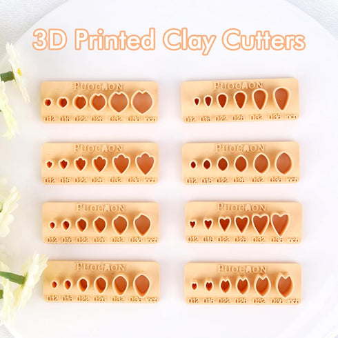 Puocaon Petal Polymer Clay Cutters - Mini Flower Petal Clay Cutters for Polymer Clay Jewelry, Set of 8 Clay Jewelry Cutters, Micro Flower Clay Cut...