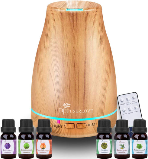 Diffuserlove Essential Oil Diffuser 200ML Aroma Diffuser Mist Humidifiers with 7 Color LED Lights, Auto Shut-Off Function for Bedroom Office Room ...