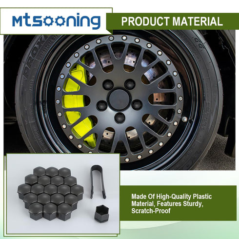 Mtsooning 20PCS Wheel Lug Nut Caps, 19mm Gray Wheel Bolt Head Covers, Hexagonal Plastic Tire Bolt Protector with Removal Tool for Cars...