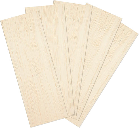 Balsa Wood Sheets 1/8" Inch Thick 12" x 4" Unfinished Wooden Board by Craftiff (5 Pack)...