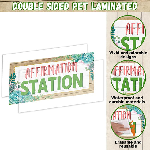 Affirmation Station Bulletin Board Set Cactus Motivational Posters for Classroom You Are Positive Accent Cutouts Inspirational Decoration for Home...