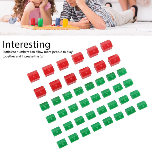 Hotel Game Replacement Pieces Monopoly Replacement Pieces 12 Red Houses and 32 Green Houses Game Plastic Houses & Hotels Game Piece Supplement Acc...