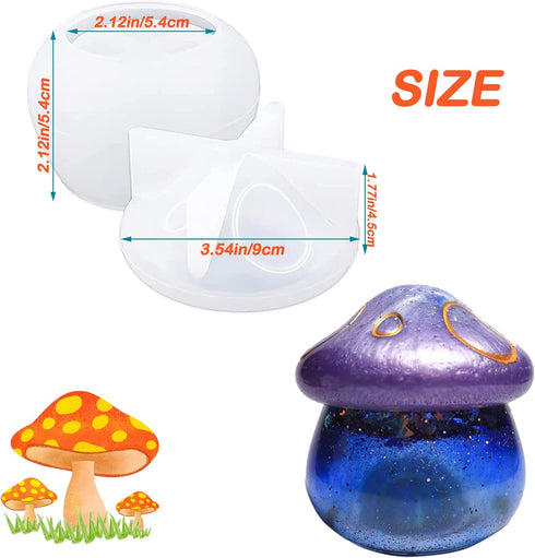 IHUIXINHE Silicone Resin Jar Molds, Mushroom Jar Silicone Molds with Lid, Silicone Resin Molds for DIY Storage Bottle, Candy Container, Candle Hol...
