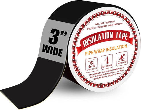 3 in Pipe Insulation Tape - Weather Resistant Foam Tape Insulation - Outdoor Water Pipe Insulation Wrap - Insulation Tape for Water Pipes - Pipe W...