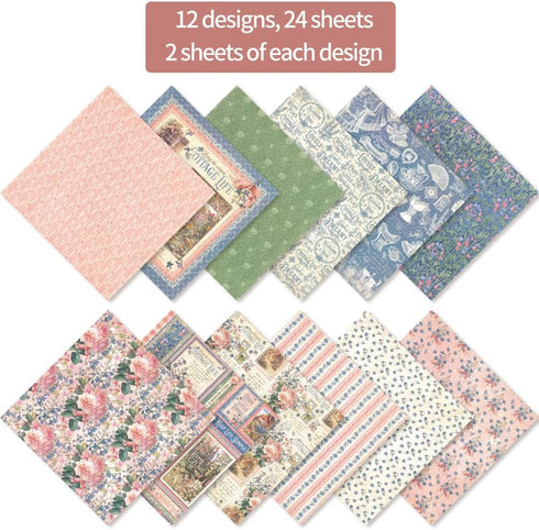 6x6” 160gsm cardstock Single Sided Scrapbooking 24 Paper Pad vintage decoupage scrapbook kit patterned paper junk journal supplies journaling supp...